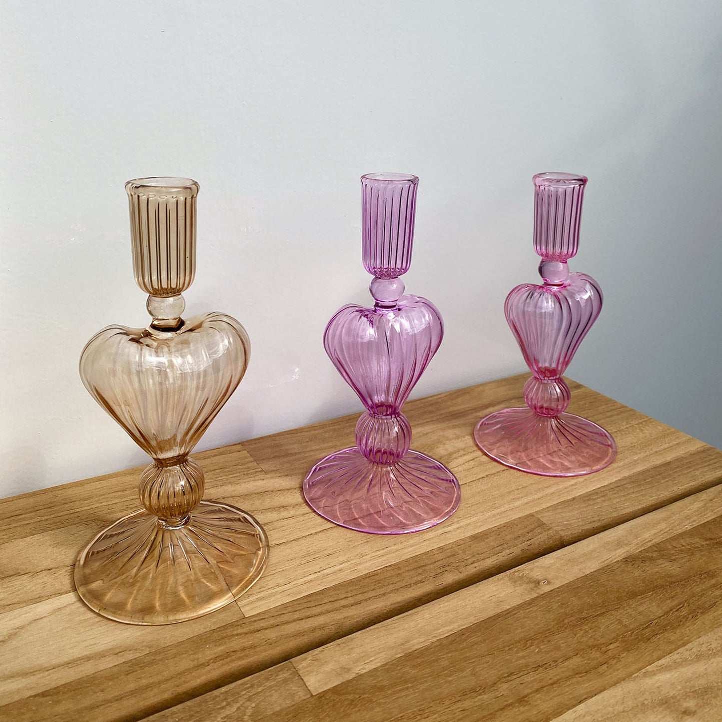 Heart candle holder pink small