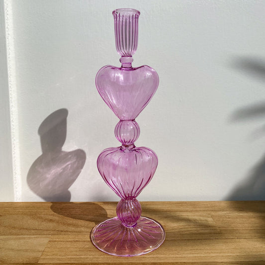 Heart candle holder lilac large