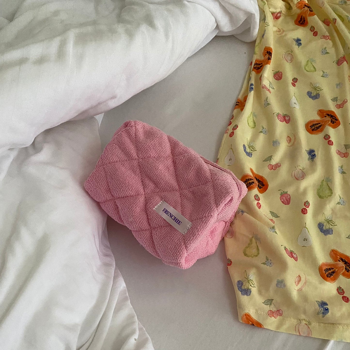 Terry pink cosmetic bag