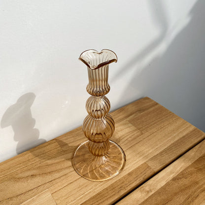 Bubble candle holder dark beige small