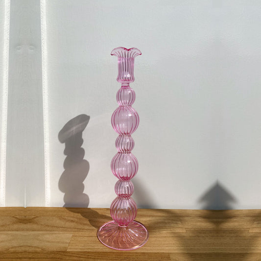 Bubble candle holder pink large