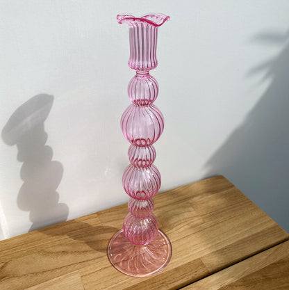 Bubble candle holder pink large