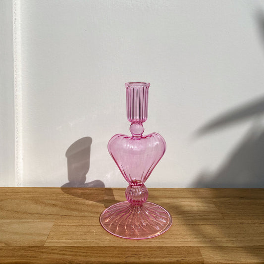 Heart candle holder pink small