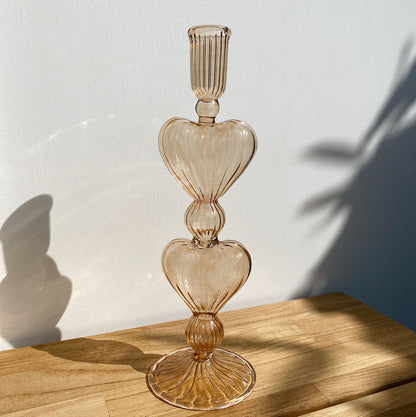 Heart candle holder dark beige large