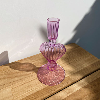 Heart candle holder lilac small