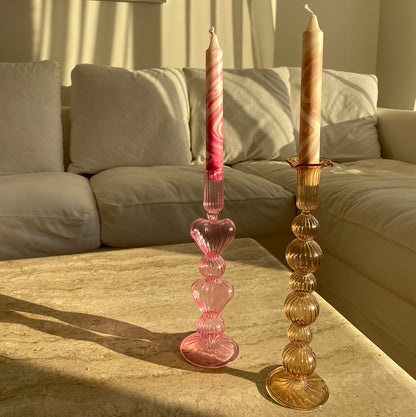 Heart candle holder pink large