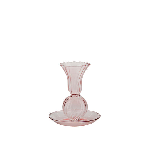 Glass candle holder soft pink