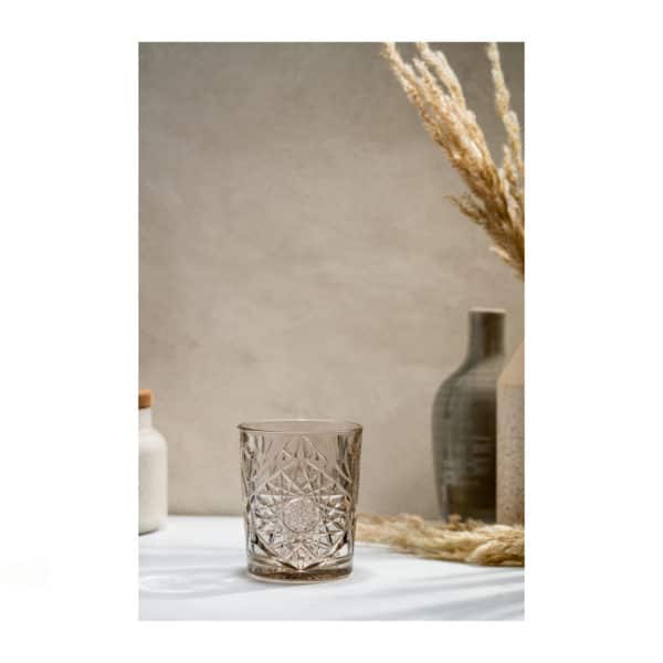 Libbey hobstar tender taupe charm glass