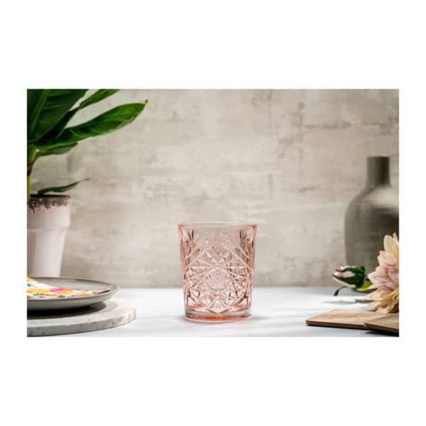 Libbey hobstar coral pink charm glass
