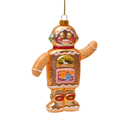 Vondels Ornament glass gingerbread robot boy