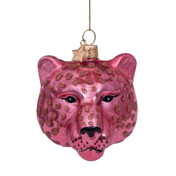 Vondels ornament glass blush opal panther head